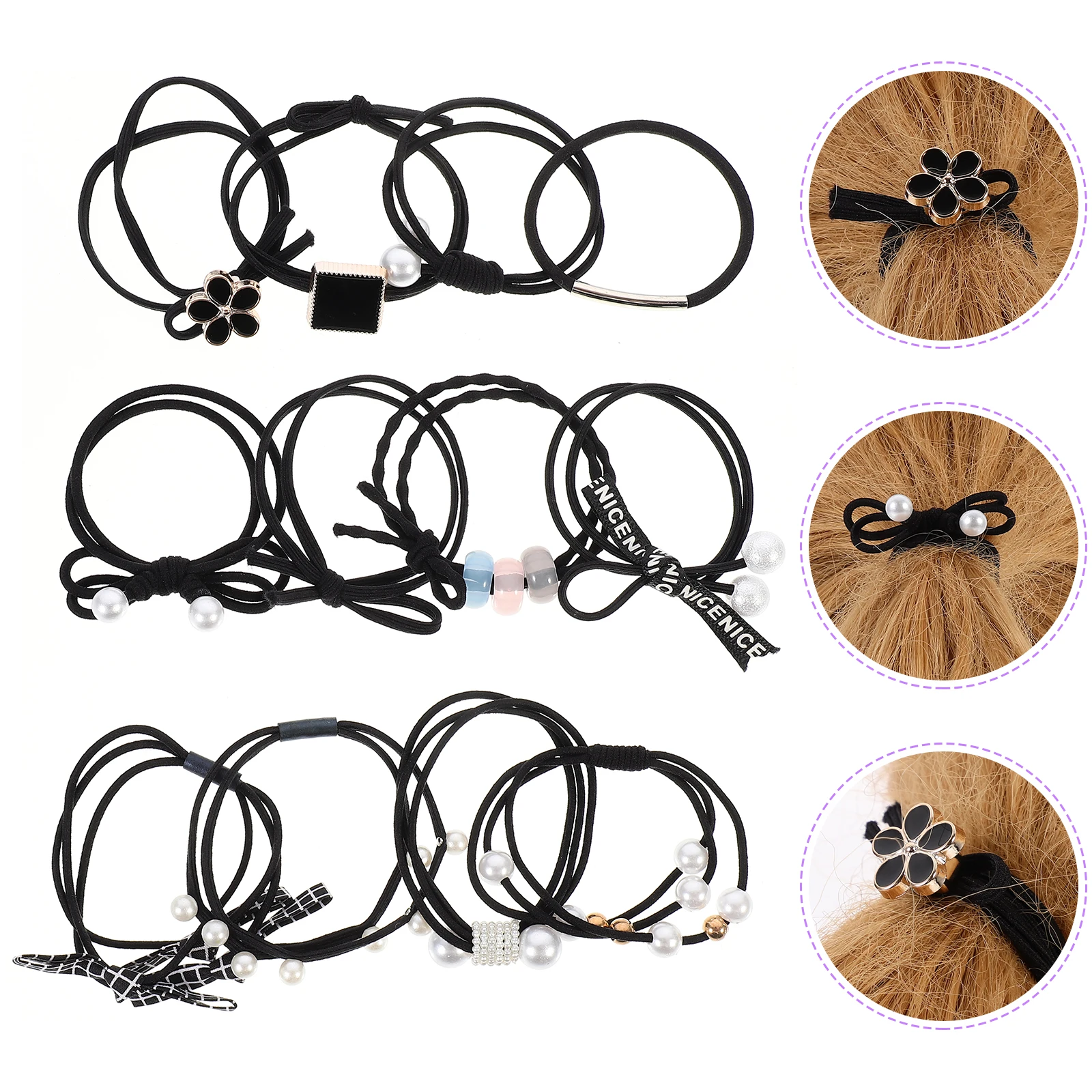 

24pcs Scrunchies Ponytail Holders Elastic Ties Set For Women Girls No Loss Head Rope Accessories Hair Tie Elastic