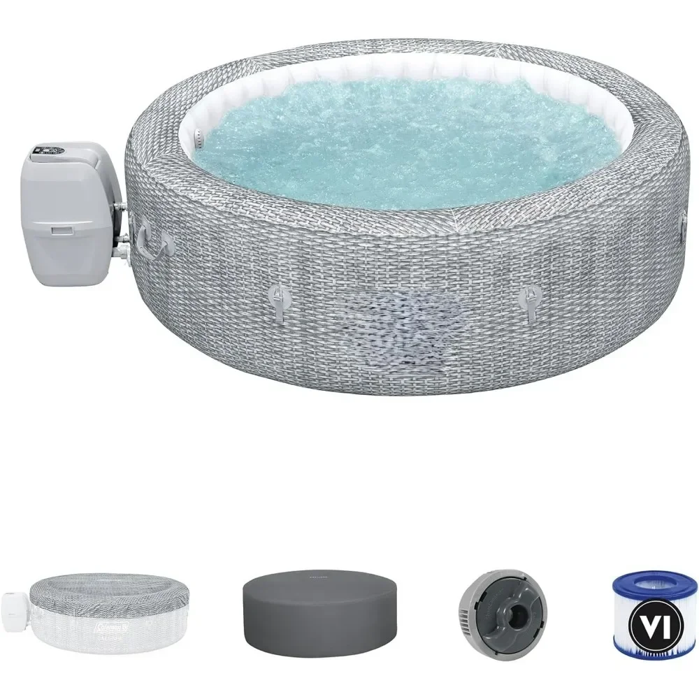 

Inflatable Hot Tub,7 Person PortableOutdoor Spa with 180 Soothing AirJets and Insulated Cover, Gray, Swimming Pools