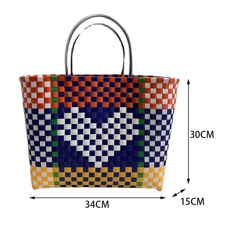 Simple Design Woven Women Bag PVC Heart shaped Handbag Basket Vegetable Basket Bag Beach Bag Shopping Bag