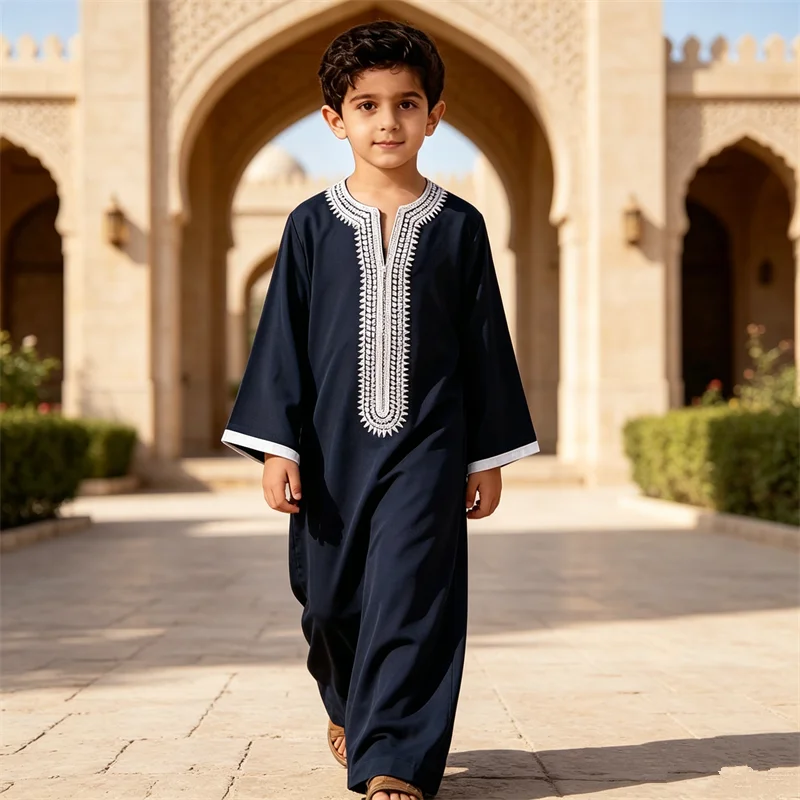 

Muslim Kids Jubba Thobes Children Traditional Clothing Arab Robe Thobe Boys Ethnic Dress Ramadan Islam Clothing Daffah Dishdasha