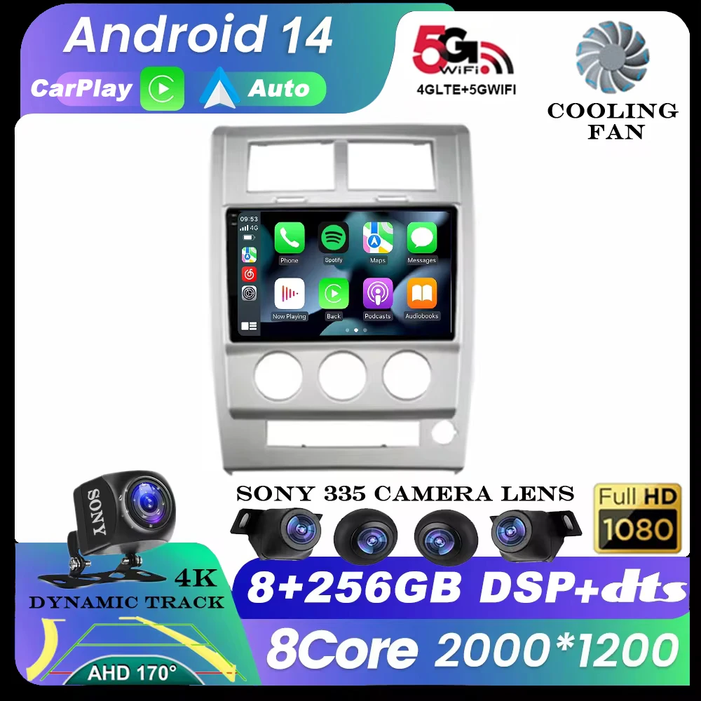 

Android 14 CarPlay For Jeep Cherokee Liberty KK 2007 - 2012 360 Camera Car GPS Multimedia Head Unit Radio Auto 4G LTE WiFi QLED