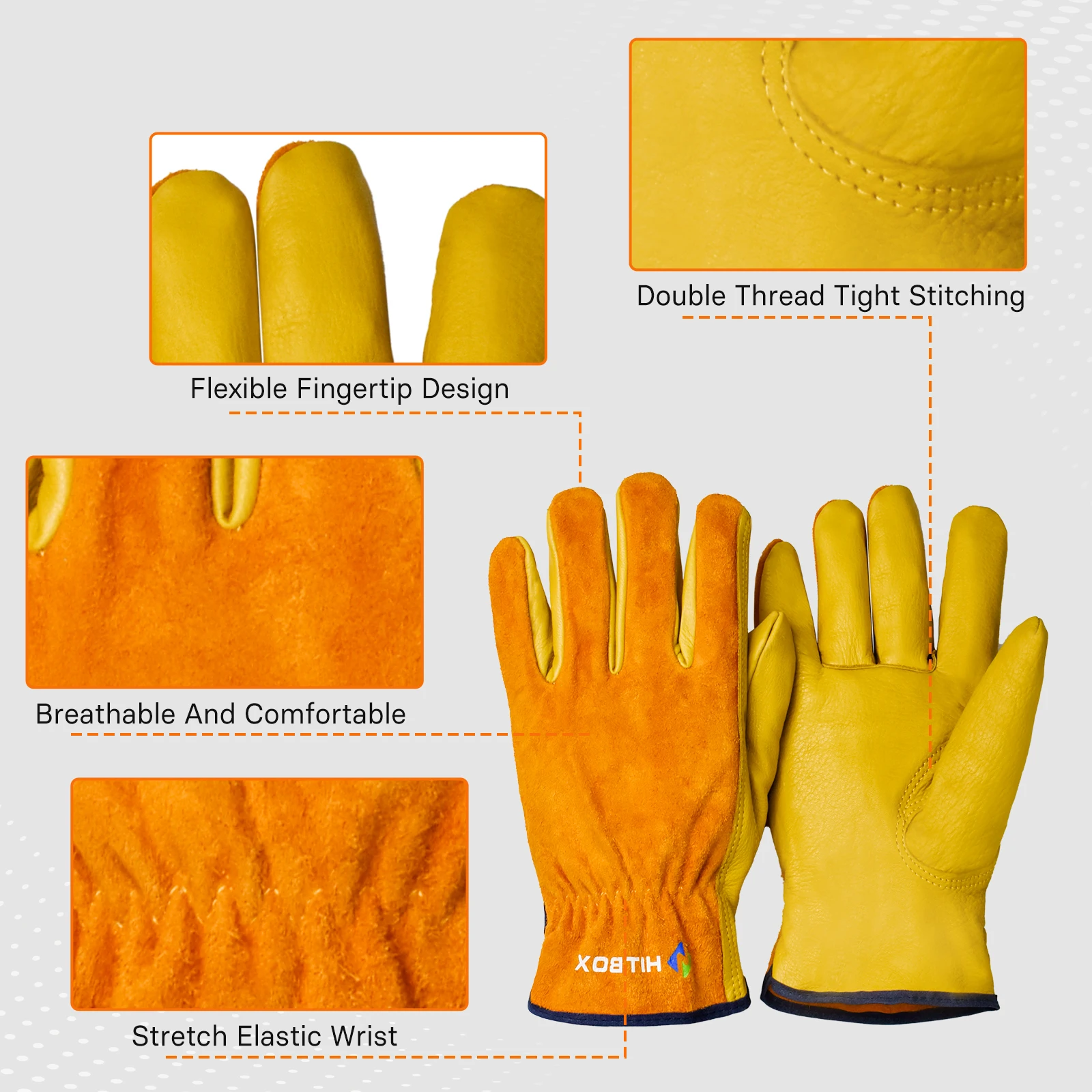 Hitbox M/L/XL Welding Leather Gloves Multifunctional Elastic Wrist  Protection Tool For Heavy Work Cutting Gardening