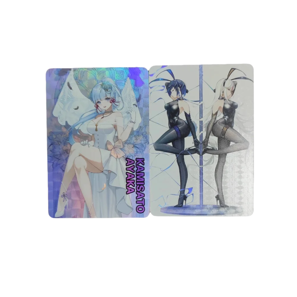 DIY Project Wedding Dress Kamisato Ayaka and Bunny Girl Shenhe Refractive Flashcard Anime Peripheral Game Collection Card Gift