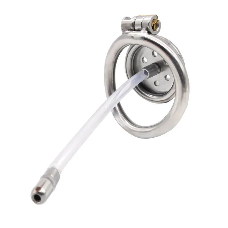 Male Chastity Device Flat Round Hole Metal Chastity Lock,Cock Cage,Urethra Catheter,Penis Ring,Bondage Belt Sex Toys For Men Gay