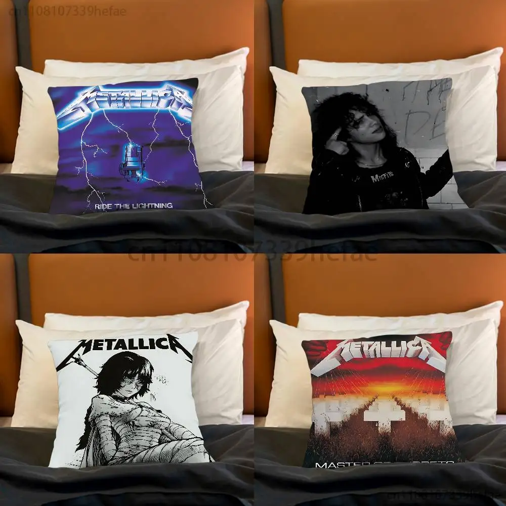 M-Metallica Band Pillow Cases for Bedroom Living Room Sofa Home Decor Polyester Cushion Cover with Zipper