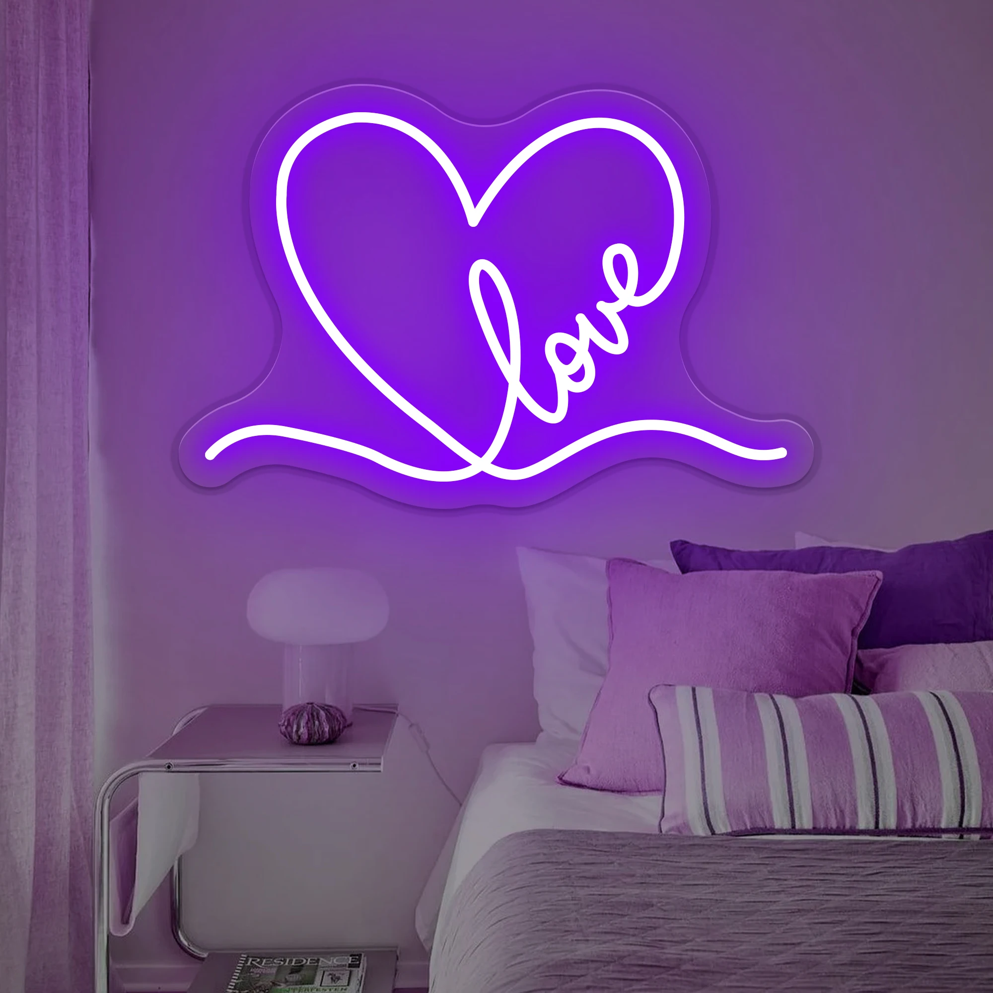 Amor coração sinal de néon pano de fundo do casamento arte decoração dia dos namorados personalizado led luz néon presente exclusivo para casais
