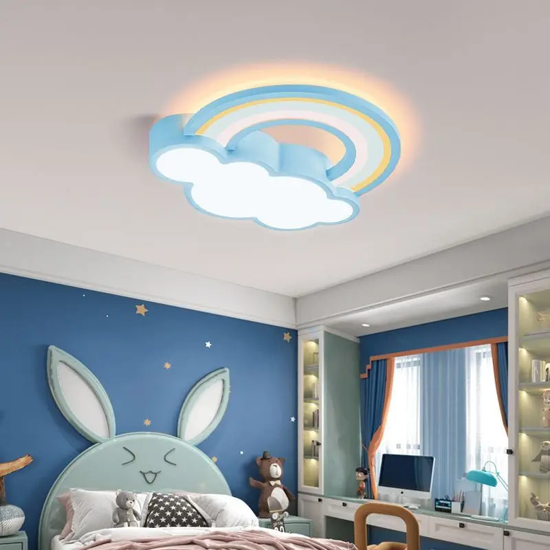 Moderno led dos desenhos animados lâmpada do teto crianças iluminação do quarto sala de estar nuvem arco-íris lustre crianças nordic decoração interior luz