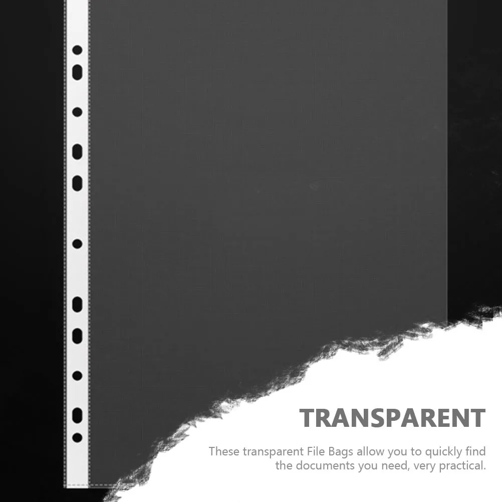 

100Pcs Document Bags Transparent A4 File Bags High-Grade PP Waterproof Protection for Loose Leaf Folder Storage Organizer