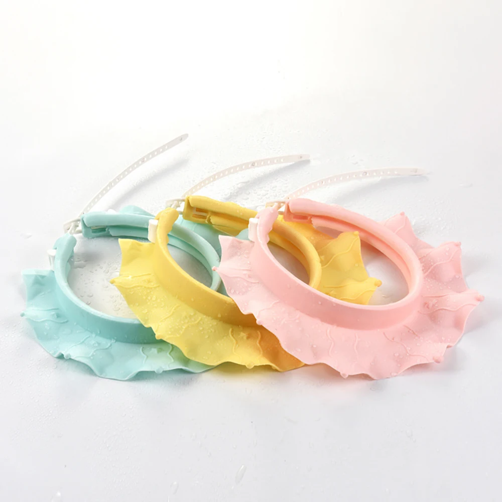 Baby Bath Cap Adjustable Hair Wash Hat For Kids Ear Protection Baby Shampoo Cap Boys Girls Head Cover Cute Flower Shape Hat