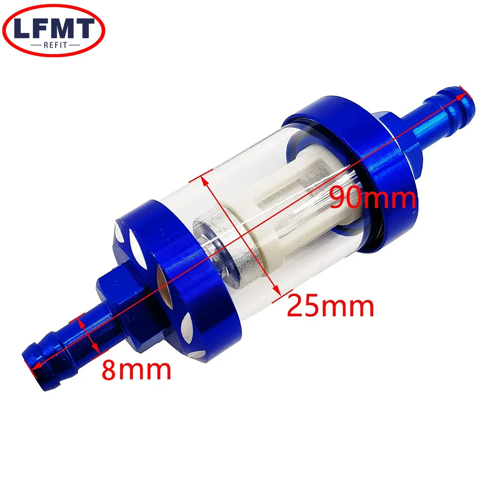 CNC Aluminum Alloy 8mm Glass Gas Fuel Gasoline Oil Filter Moto for CRF70 90 110 TTR100 110 KLX65 Dirt Pit Bike 125/140/150/160cc