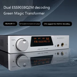 Dual ES9038Q2M Audiophile Audio Decoder Bluetooth 5.4 QCC3095 Lossless HIFI Decoder, Supports DSD512 Decoding AMANERO Driver