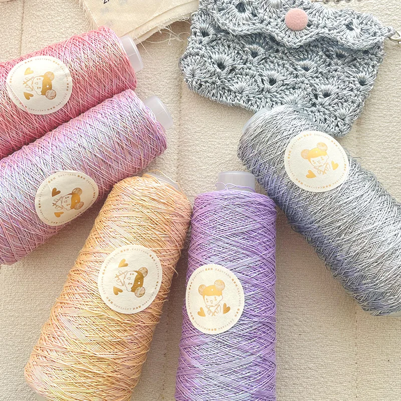 200g/480M 1mm Silver-plated Shiny Wool Yarn, Non-fading and With a Hard Texture, Suitable for DIY Bag Weaving Thread