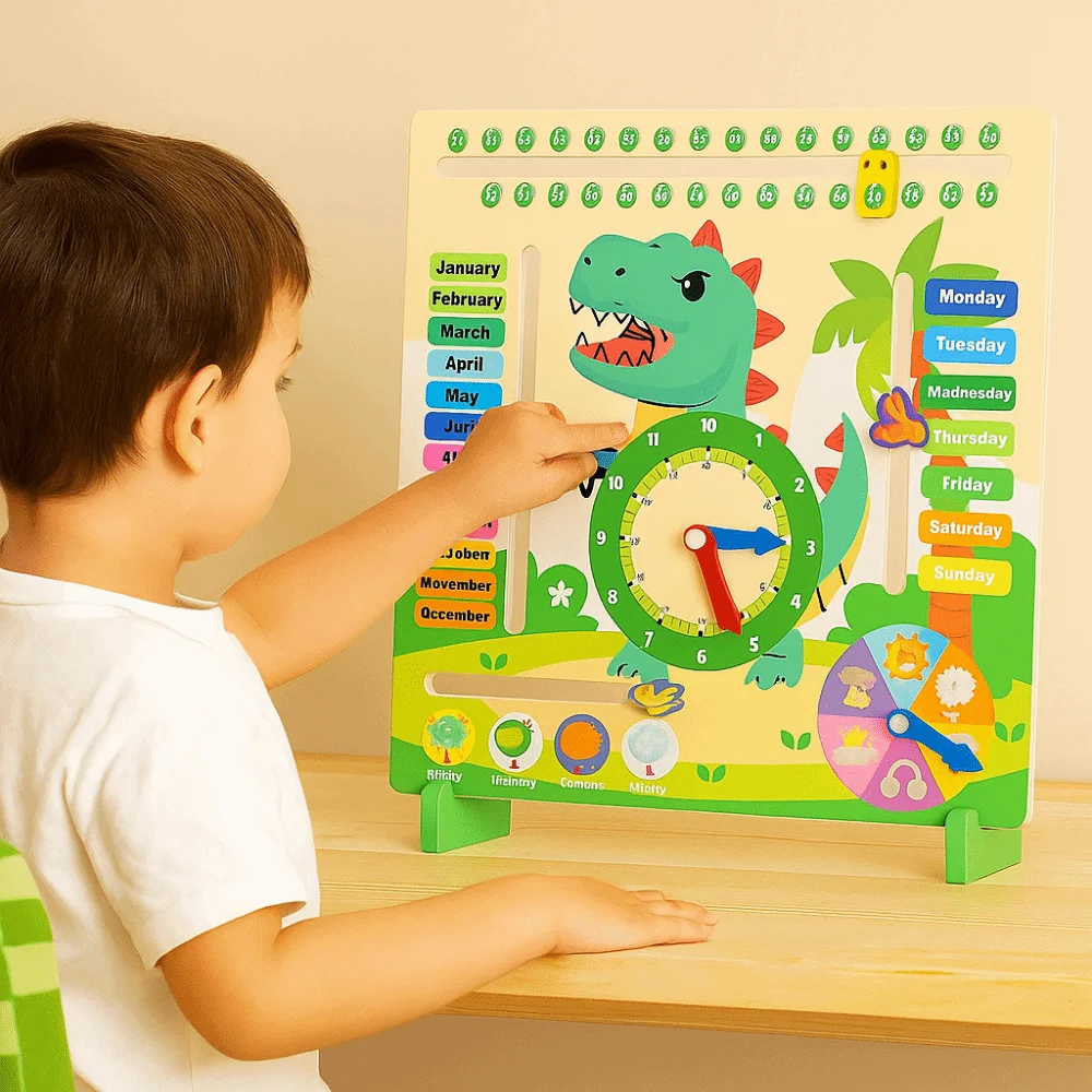Season Weathers Daily Calendar Teaching Clock Early Education Time Cognition 6 in 1 Teaching Clock Puzzle Logical Thinking