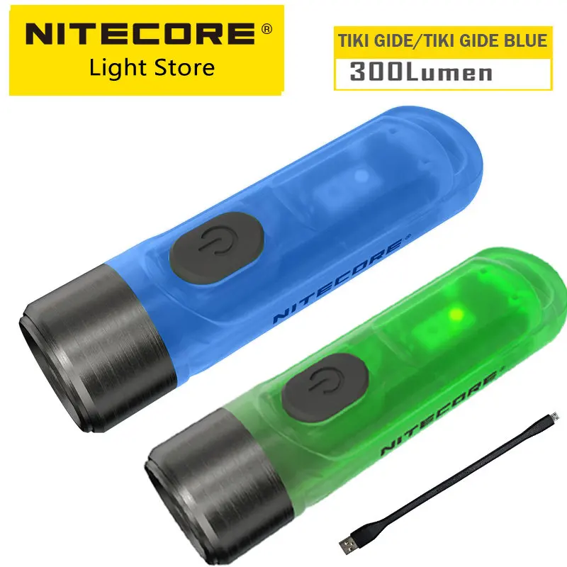 

NITECORE TIKI GITD BLUE Mini Keychain Light UV Warning Signal Flashing EDC USB Rechargeable Flashlight with 130mAh Battery