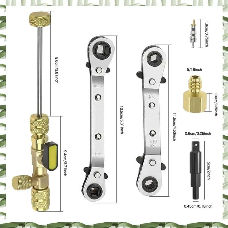 

Профессиональный инструмент, инструмент для снятия сердечника клапана и набор сервисных ключей HVAC, холодильный ключ с адаптерами для бит, клапан 10 шт.