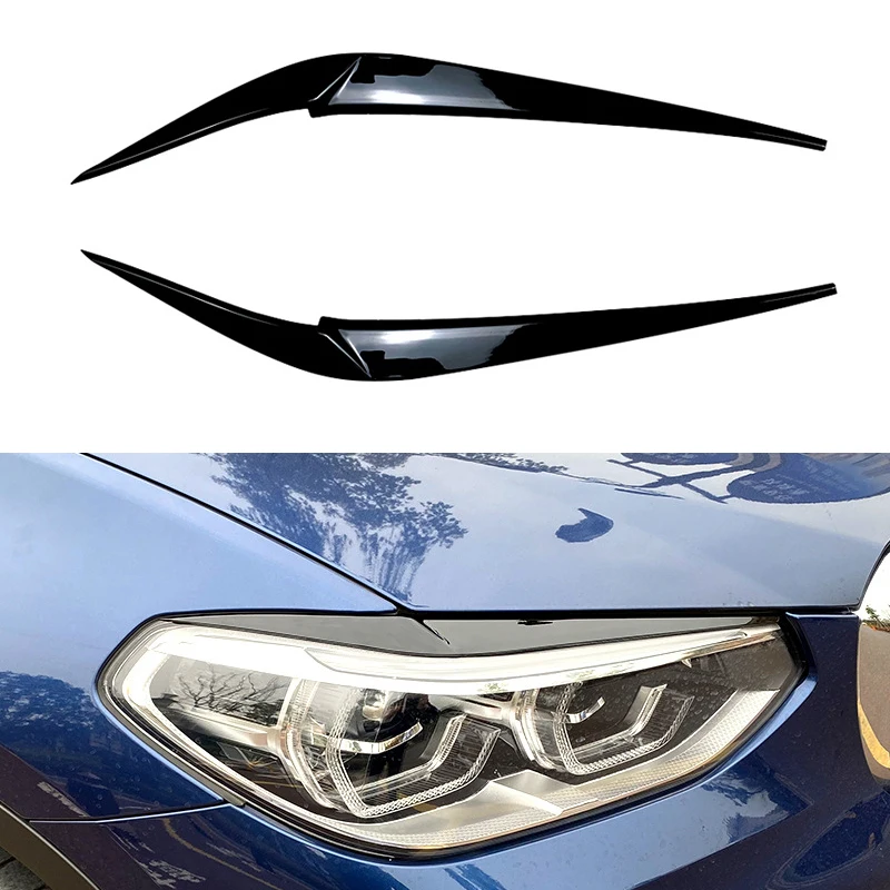 

Gloss Black Car Headlight Eyebrow Eyelid Trim For BMW X4 X3 G01 G02 2018-2021 Auto Headlight Eyelids Lids ABS Carbon Fiber Cover