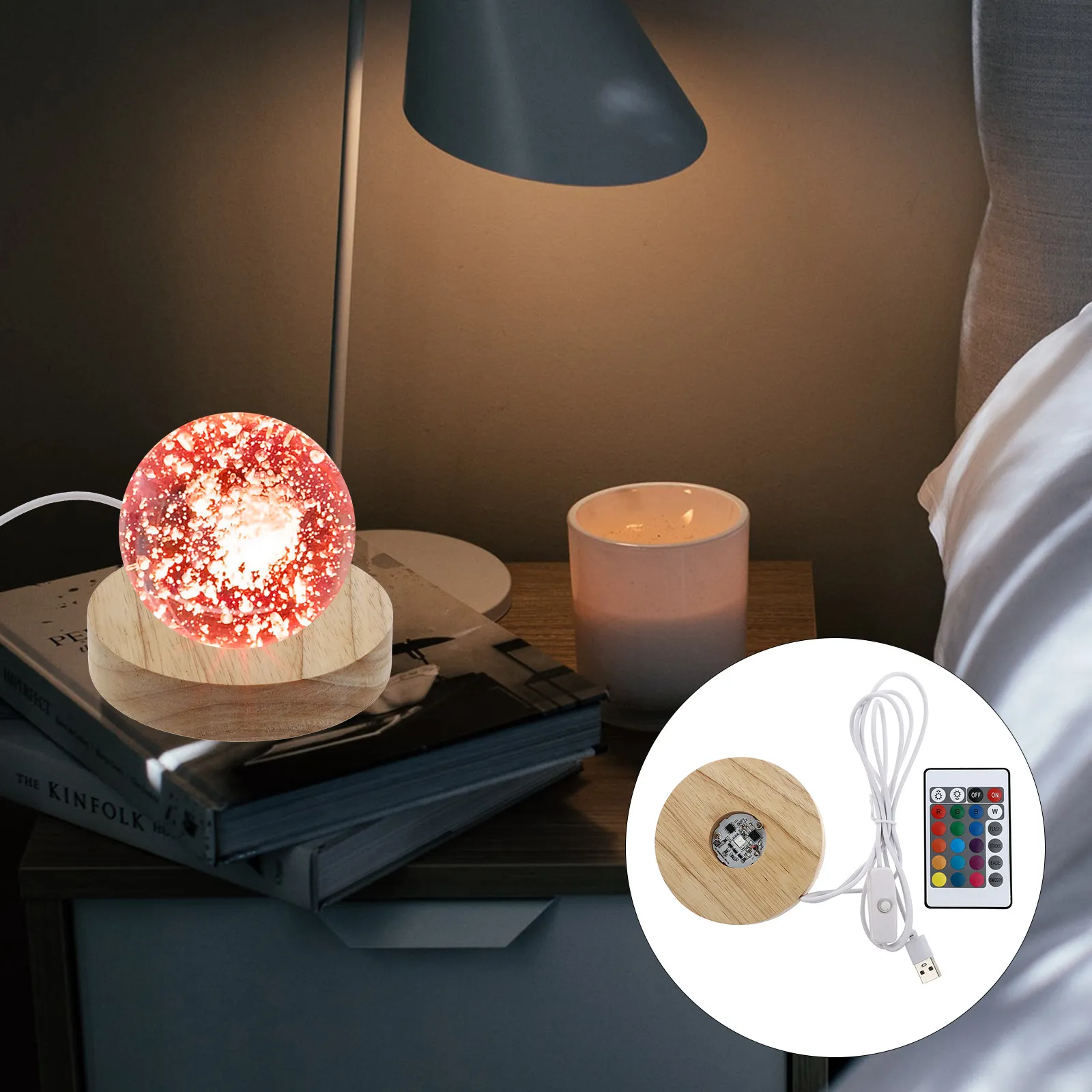 

Набор из 1 деревянной подставки с LED-подсветкой для хрустальных шаров, ретро-подставка для светильников, идеальная подставка для демонстрации в доме, кафе, на кухне, в ресторане