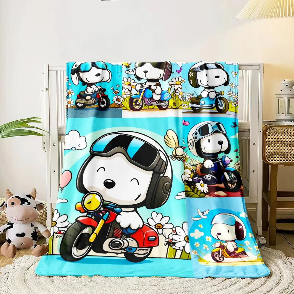 Snoopy Print Four Seasons Blanket Sofa Bed Cover Soft and Fluffy Blanket Soft Warm Flannel Throw Blanket Gift Art.