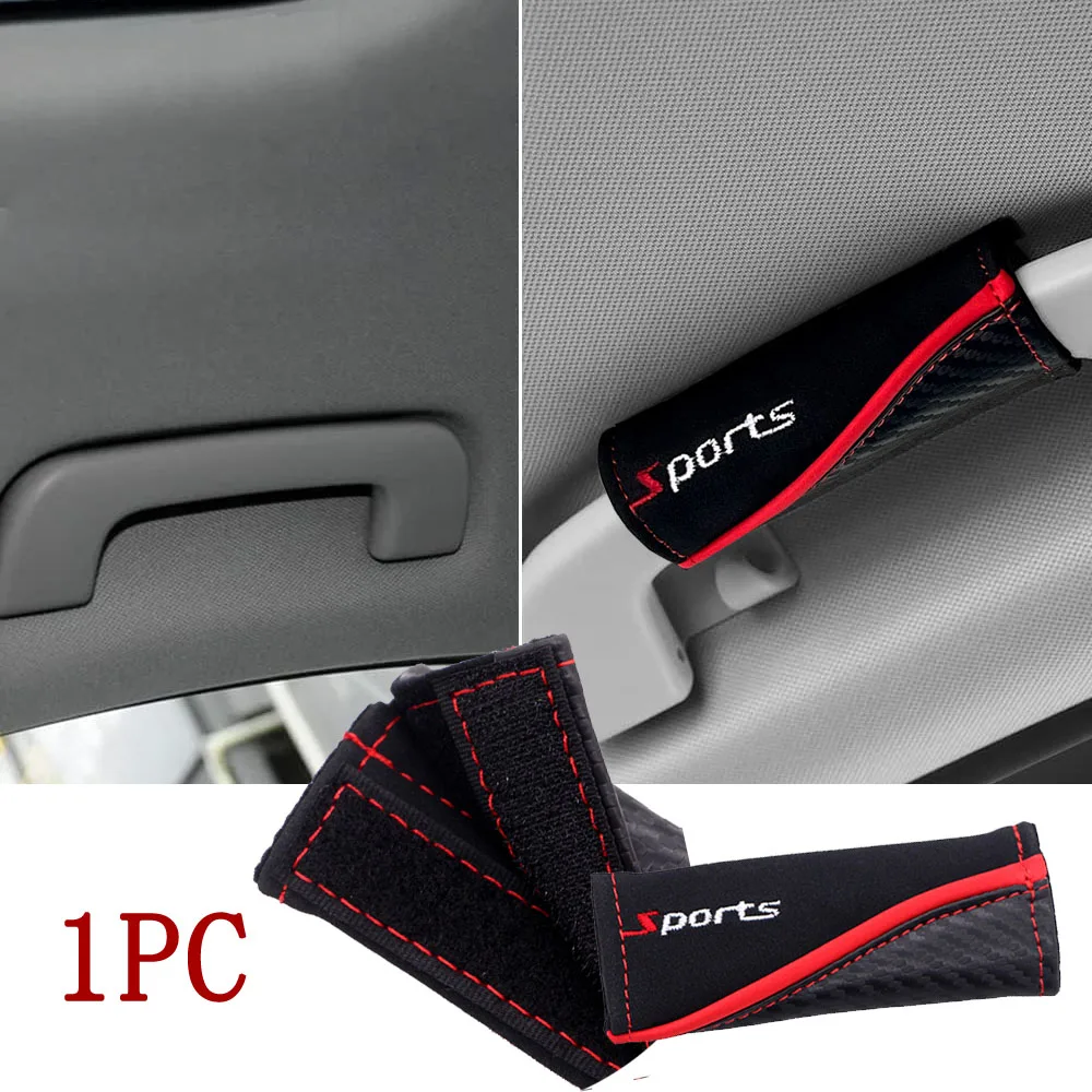 1Pc Car Interior Accessories Car Roof Armrest Pull Covers Handle Gloves Car Sports Logo Suede Collision Protection Sleeve