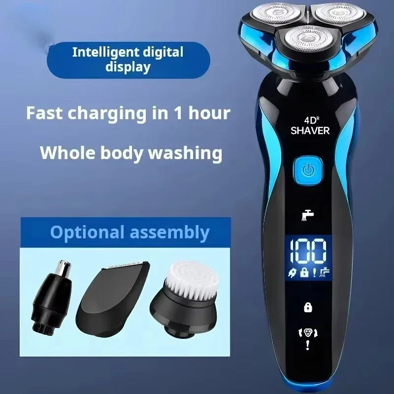 NEW 4-in-1 New Electric Multi-kinetic Shaver Digital Display Fast Charge Full Body Wash Razor