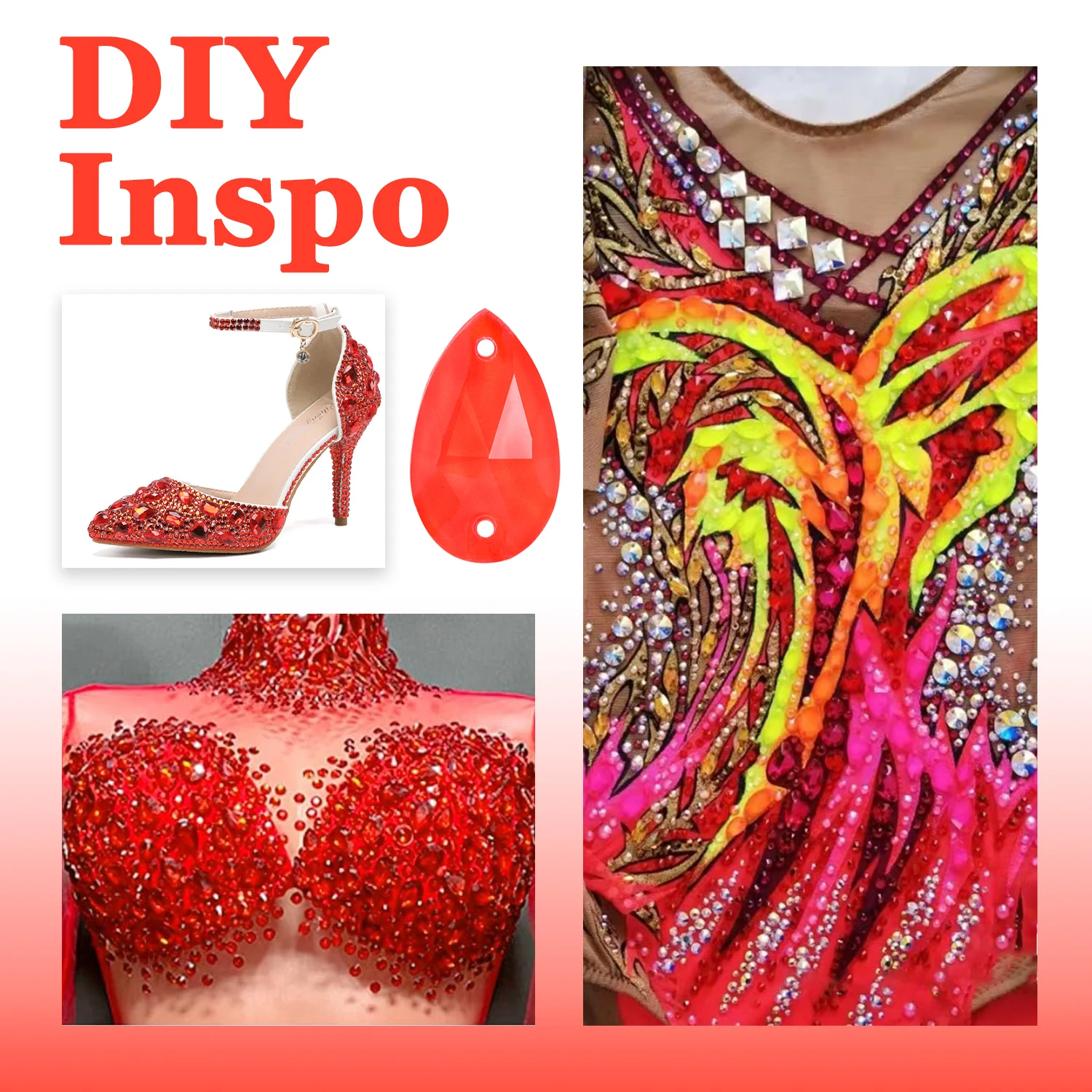 OLeeya K9 Glas Neon Rivoli Nähkristalle Strass mit abgeschrägten Kanten zum Aufnähen, flache Rückseite, für DIY-Kleidung und -Accessoires – Detail 10