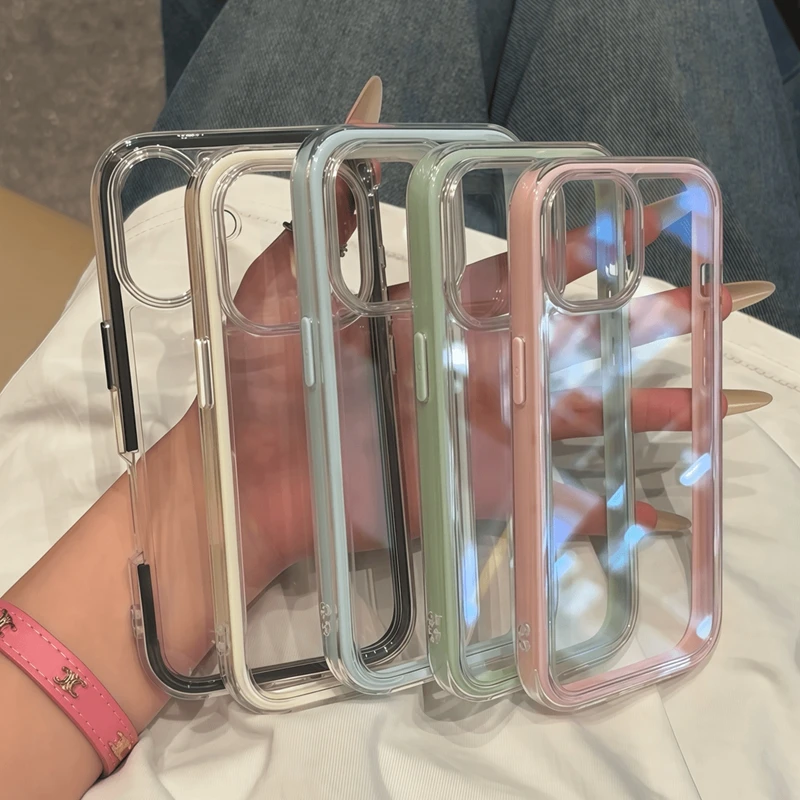 Luxury Transparent Candy Phone Case For iPhone 11 12 13 14 15 16 17 18 Pro Max Plus Air Clear Shockproof Bumper Back Cases Cover