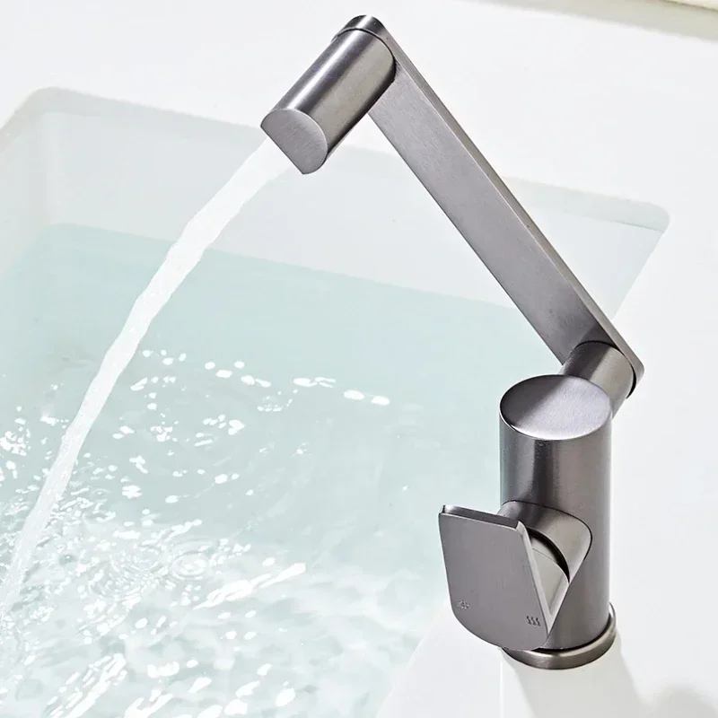 bathroom washbasin, rotatable mechanical arm faucet Kitchen hot and cold space aluminum splash proof faucet,