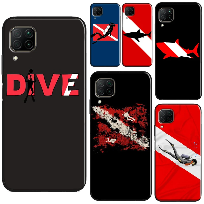 Dive Scuba Diver Shark Diving Flag For Huawei Honor X8a X7a X9a X8 50 70 90 Lite Magic5 Pro P20 P30 P40 P50 P60 Nova 9 5T Case