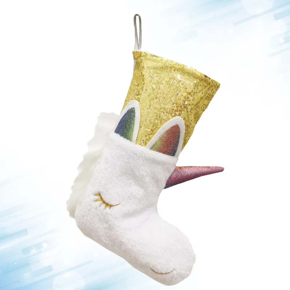 

Christmas Decorations Unicorn Stocking Adorable Bag Funny Fruit Sock Pearlescent Supplies Yellow