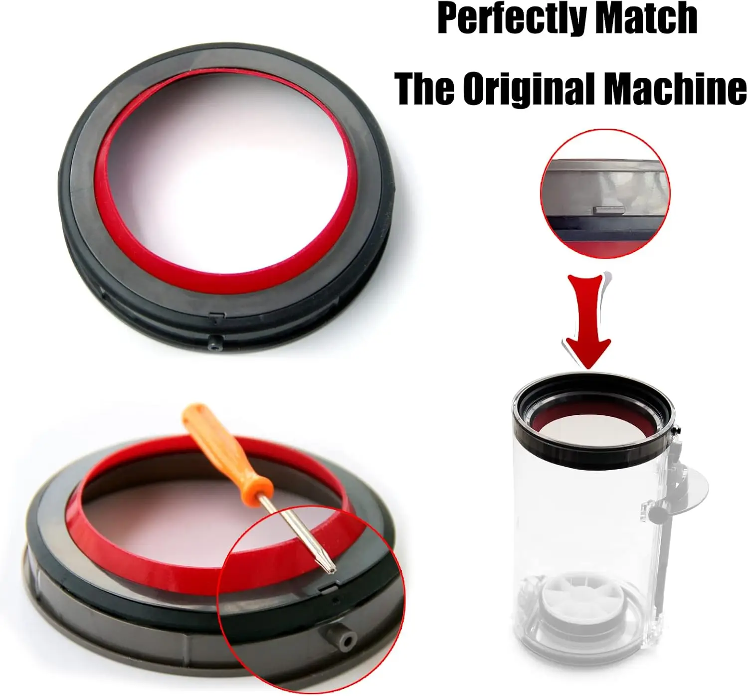 صندوق الغبار العلوي حلقة لإحكام الإغلاق الثابتة لعلبة المكنسة الكهربائية دايسون V10 SV12 مع قطع غيار كوب الترابية مفك البراغي T8