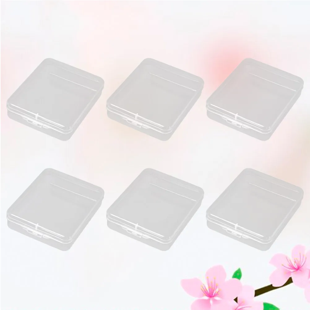 

6Pcs Plastic Storage Box Transparent Rectangular Jewelry Organizer Case Multipurpose Container for Pens Earrings Office School