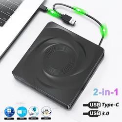 USB3.0 Type C External CD DVD RW Optical Drive DVD/VCD/CD Burner Portable Player Writer for Laptop Desktop PC Windows 11 10
