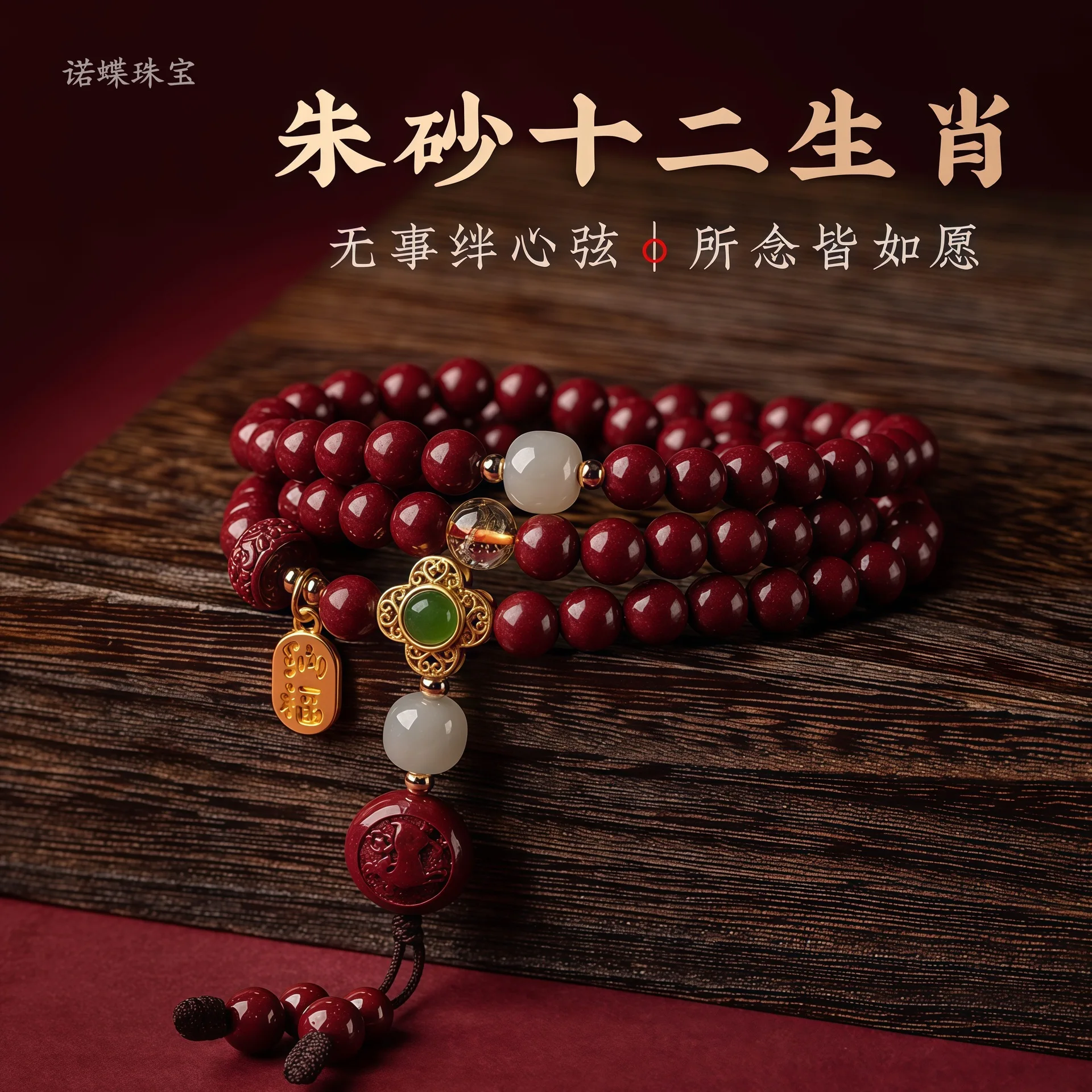 

2026 Lucky Light Luxury Zodiac Year Of Horse Purple Gold Red Imperial Cinnabar Handmade Buddha Beads Handstring Bracelet For Wom