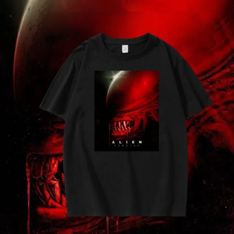 

2024 Movie Aliens Romulused Movie Printing T-shirts Y2K Men Women Tshirt Horror Aliens Fashion Cotton Oversized Style Tops