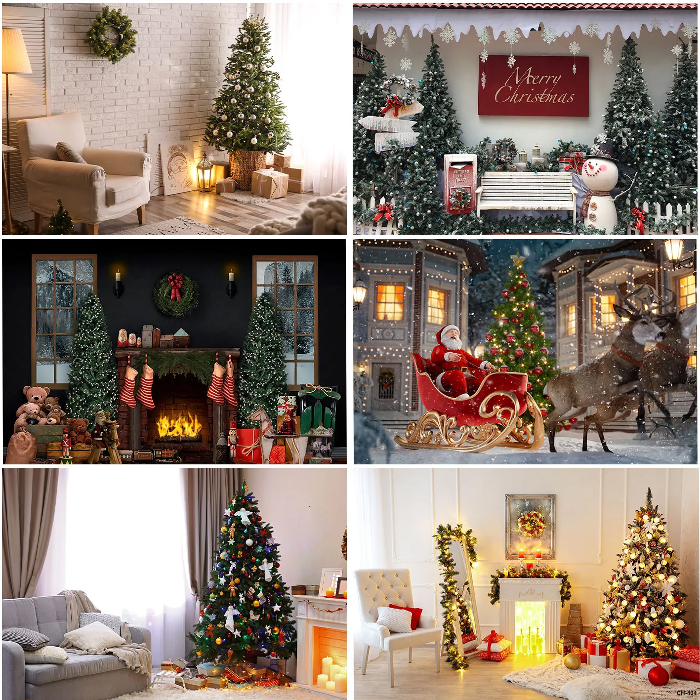 

Photography Christmas Backgrounds For Children Newborn Home Decoration Santa Claus Xmas Trees Studio Banner Props Backdrops