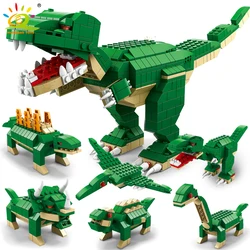 HUIQIBAO 1000pcs 6in1 Jurassic Dinosaurs Tyrannosaurus Building Blocks Dino Park City Construction Bricks For Children Kids Toys