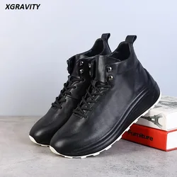 A168 New Fashion Boots Cow Real Leather Lace Up Men Footwear British Sports Boots Men's Leisure Working Ankle Boots Male Shoes