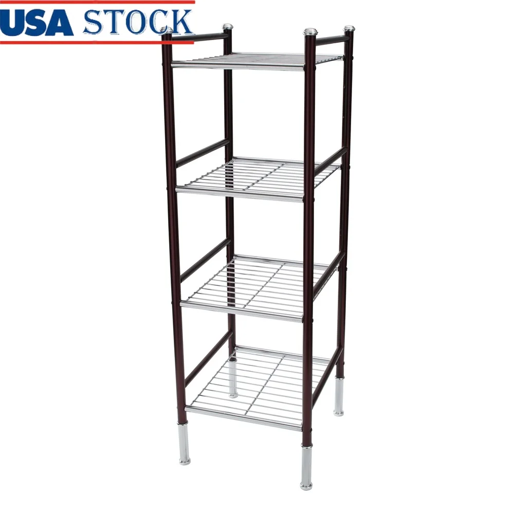 

Отдельно стоящая 4-уровневая металлическая полка для хранения Организация ванной комнаты Простая сборка Тонкий дизайн для внутреннего использования