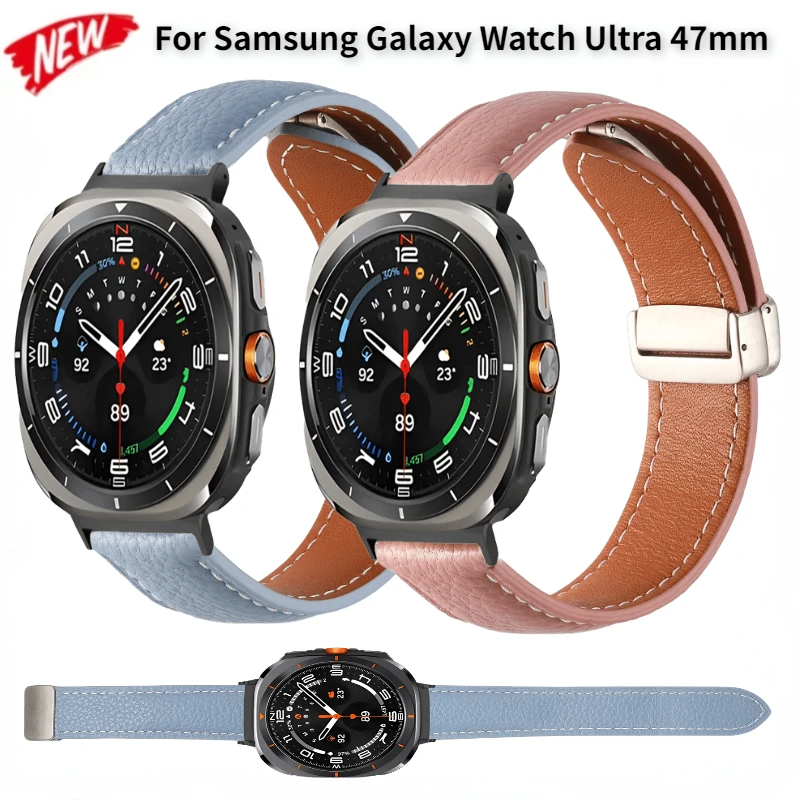Магнитный кожаный ремешок для Samsung Galaxy Watch 8 Ultra 47 мм, удобный браслет-браслет Galaxy Watch Ultra, аксессуары для ремня