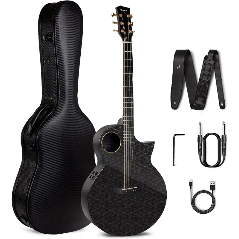 

Authenticity guarantee.Acoustic Electric Guitar Carbon Fiber X4 PRO AcousticPlus 41” 4/4 Sized Guitar Bundle with Hard Case, Lea
