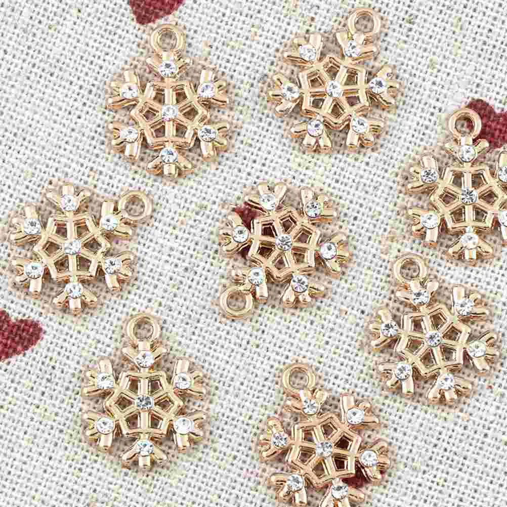 10 Pcs Christmas Charms for Jewelry DIY Pendant Bulk Snowflake Necklace Making Pendants