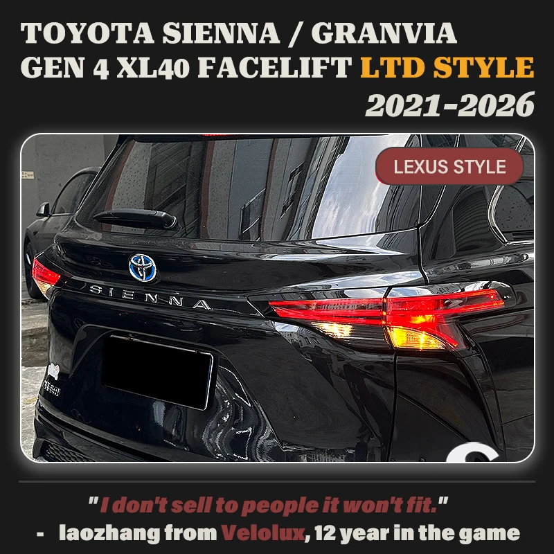 For Toyota Sienna Granvia XL40 4th Generation 2021-2026 TailLight Assembly LE/XLE Facelift to Lexus Style Amber Turn Signal