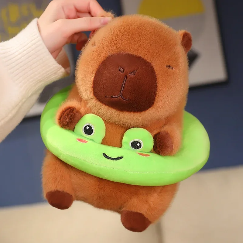 22 CM Kawaii Capibara Giocattoli di Peluche Bella Hamburger Capibara Cuscino Carino Capibara con Anelli di Nuotata Farcito Giocattolo Kawaii Regali Creativi