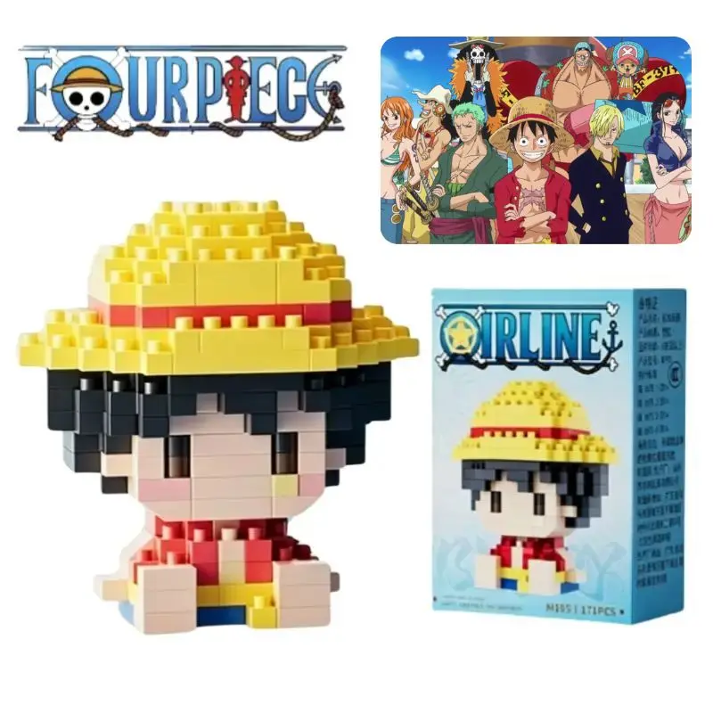 Blocos de Montar Micro 3D One Piece: Deus do Sol Nika Luffy, Chopper, Ace, Buggy - Modelo de Anime para Montar, Mini Figuras de Brinquedo para Presente