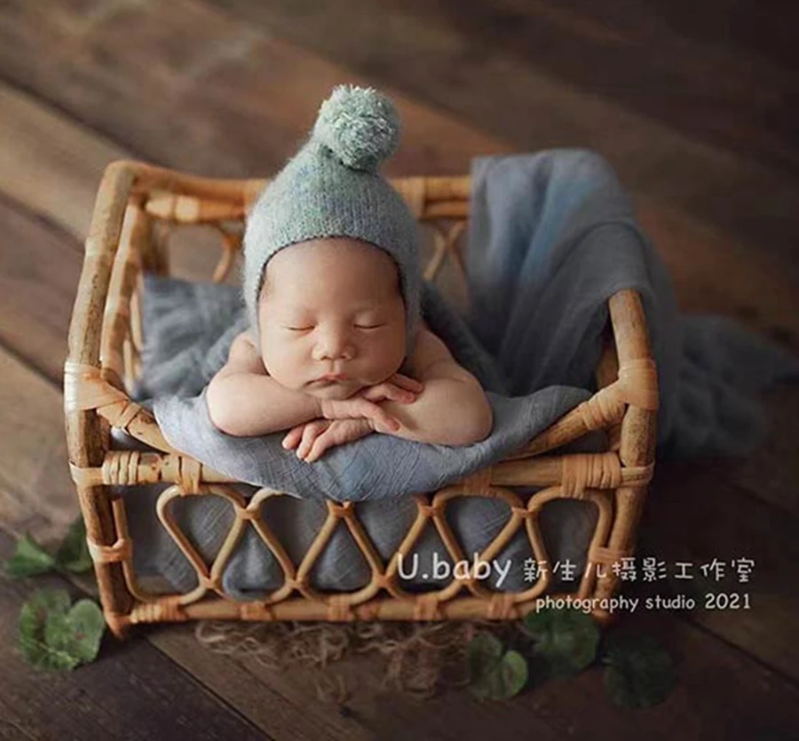 Newborn Photography Props Pompom Hat Knitted Baby Girl Boy Bobble Hat Fotoshooting Newborn Bonnet Baby Photography Accessories