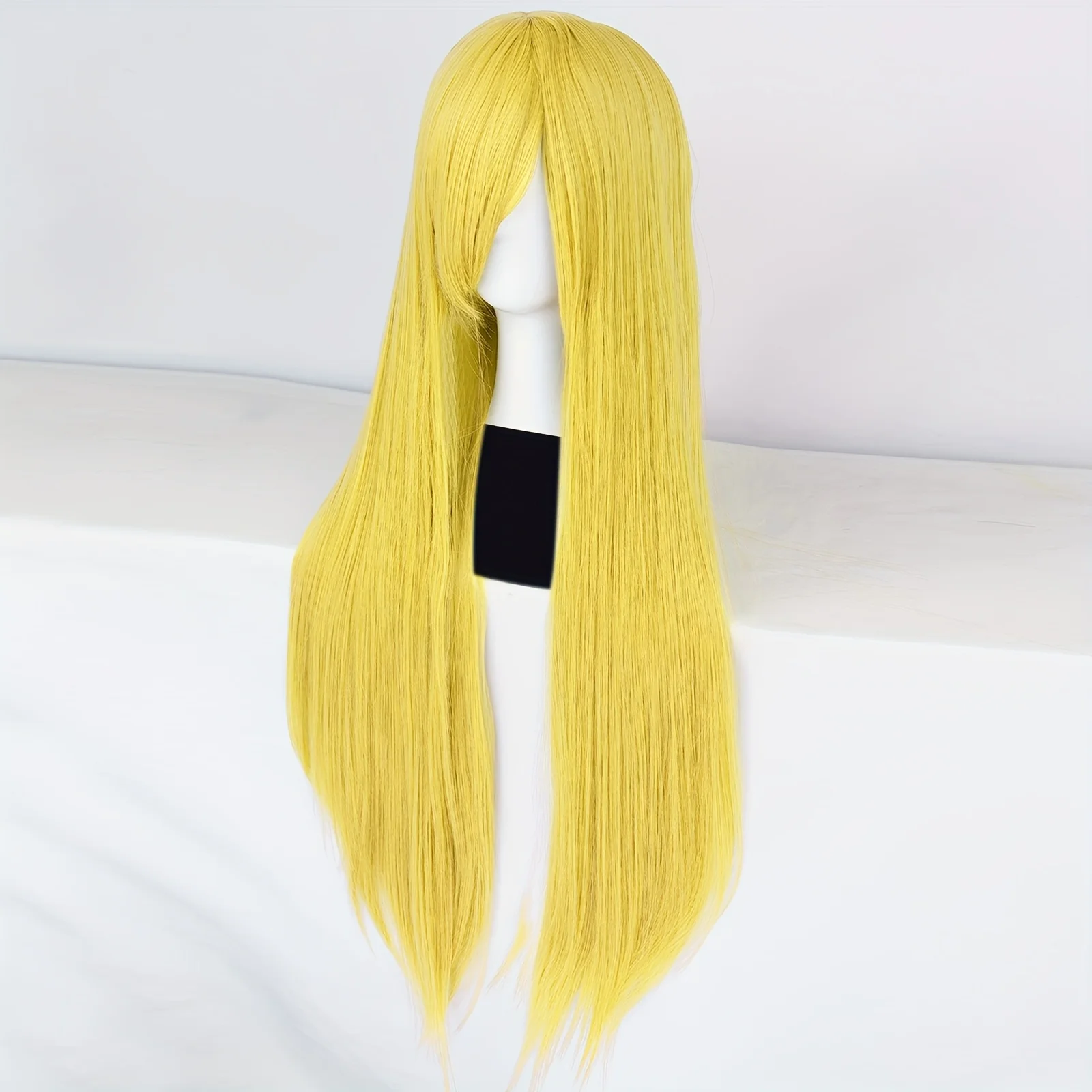 Synthetic Long Straight Yellow Role-Playing Wig with Bangs, Suitable for Women, Halloween, Parties, Daily Outfit Wig image 5