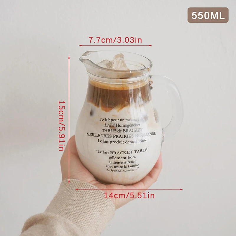 Letters French Thickened Glass Mug Big-capacity Transparent Milk Juice Beer Cup Drinking Water Jug Kitchen Drinkware