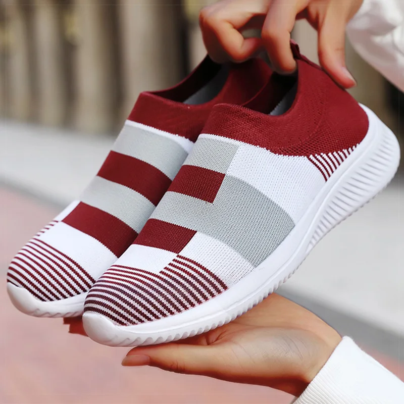 Women Shoes Mix Color Casual Sneaker Slip On Sneakers Women Flat Tennis For Lady Summer Sport Sneaker Female Sports Shoes Tennis