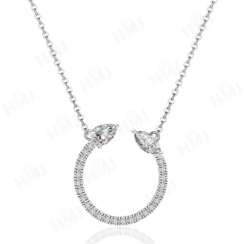 Moissanit-Anhänger-Halskette, Wassertropfenform, Farbe D, VVS1, 925er Sterlingsilber, individuell gestaltbar, einzigartiges Geschenk zum Jahrestag für Damen. – Detail 3