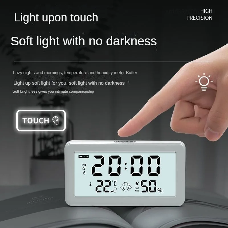 Xiaomi Delixi Household Electronic Thermometer Hygrometer Precision Wall Mounted Desktop Multi Functional Alarm Clock Calendar